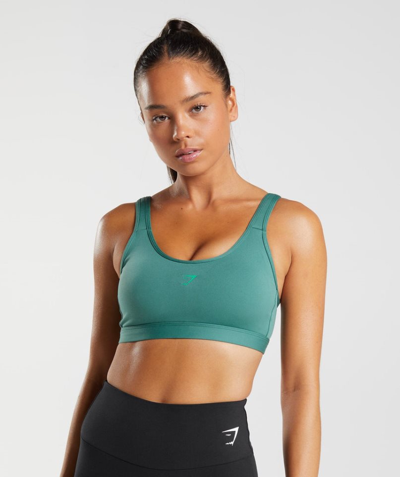 Women\'s Gymshark Fraction Sports Bra Green | NZ 7JGLNI